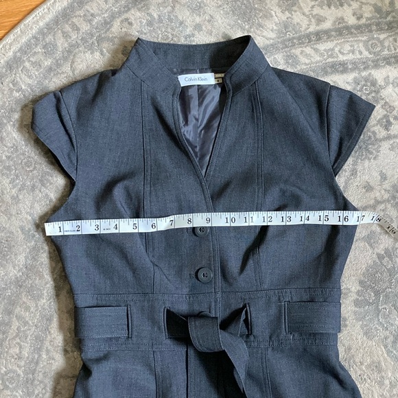 Calvin Klein beautiful charcoal midi professional short sleeve dress size 4 EUC - Picture 12 of 12
